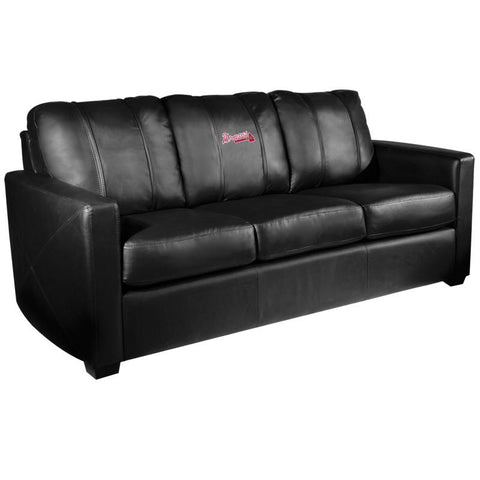 Silver Sofa with Atlanta Braves Logo