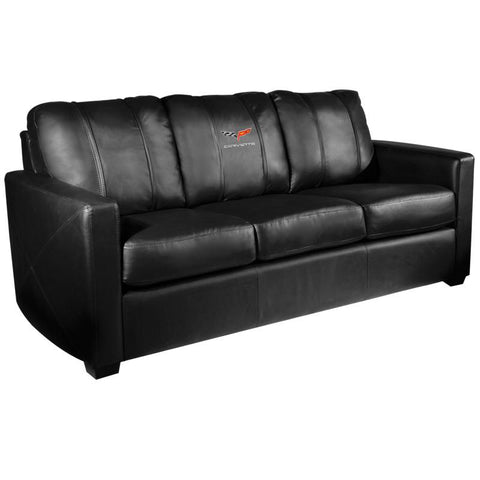 Silver Sofa with Corvette C6 Logo
