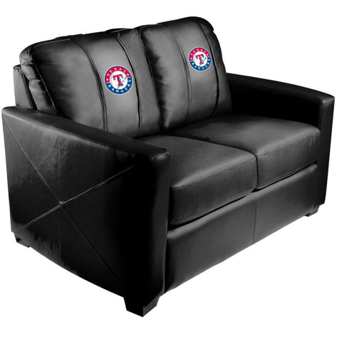 Silver Loveseat with Texas Rangers Logo