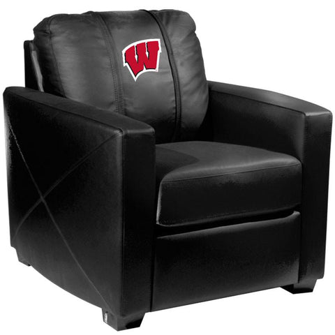 Silver Club Chair with Wisconsin Badgers Logo