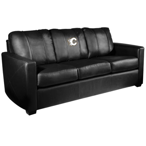 Silver Sofa with Calgary Flames White Logo