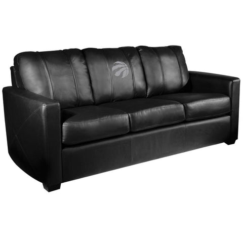 Silver Sofa with Toronto Raptors Primary Silver Logo